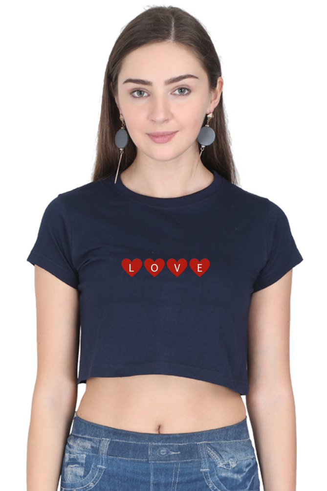 Love Heart Printed Crop Top For Women
