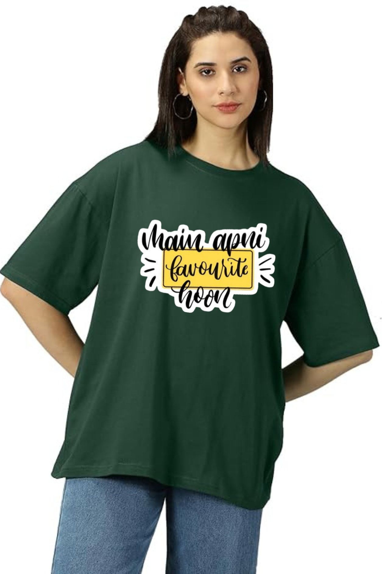 Main Apni Favourite Hoon Graphic Printed Classic Oversized T-shirt For Women [240GSM]