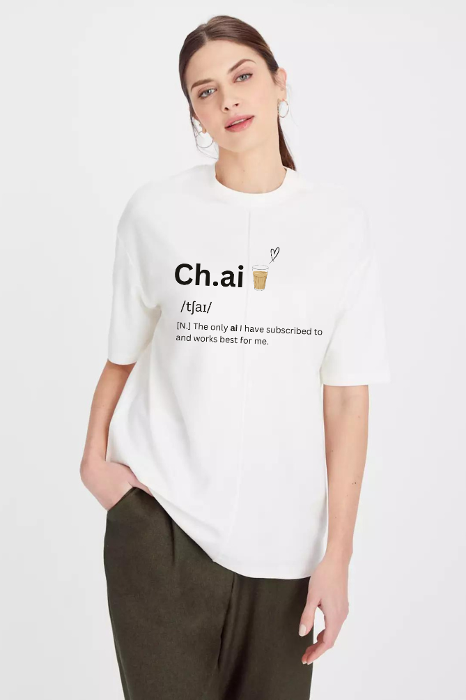 Chai Graphic Printed Classic Oversized T-shirt for Women [240GSM]