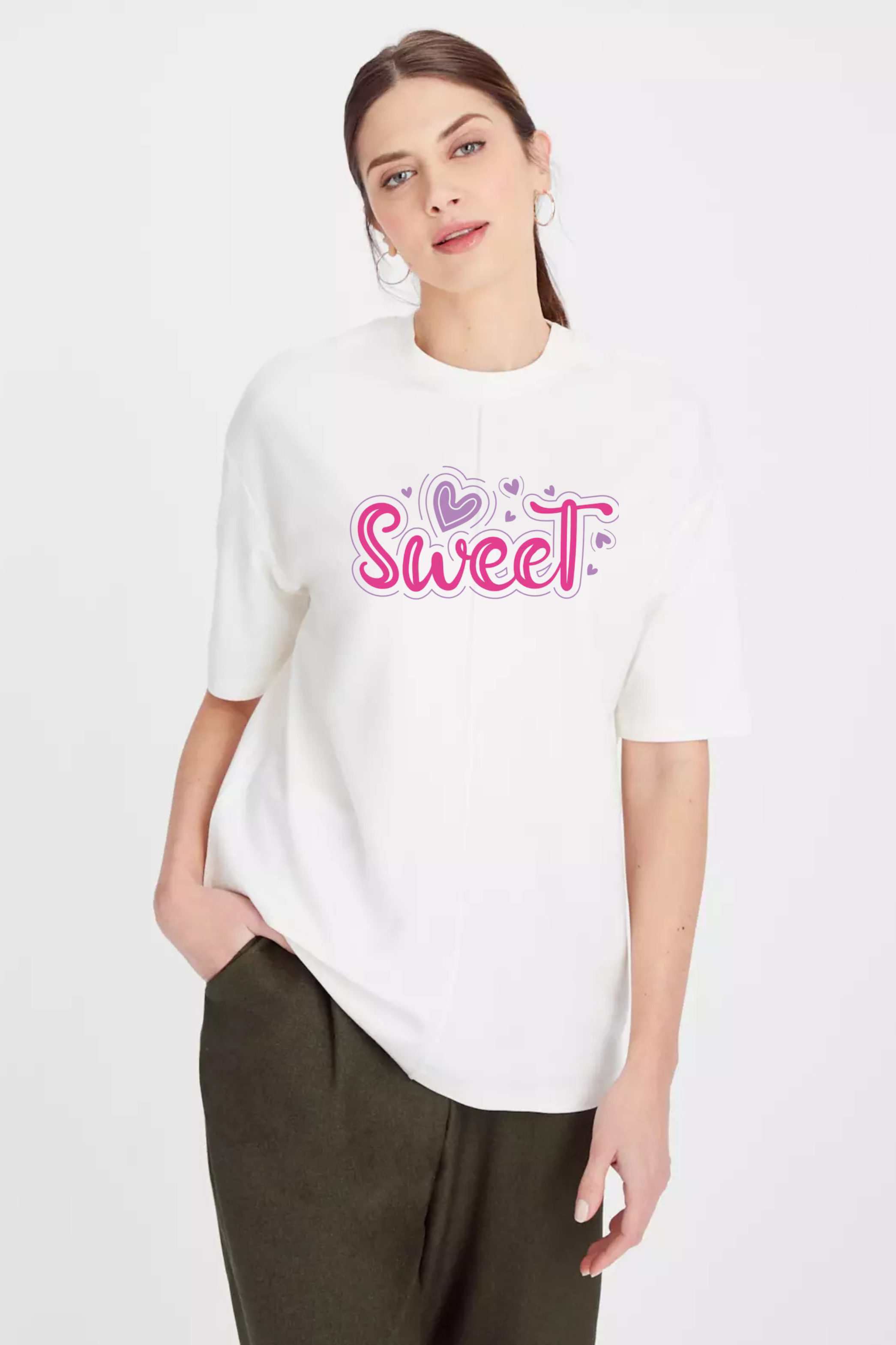 Sweet  Graphic Printed Classic Oversized T-shirt For Women [240GSM]