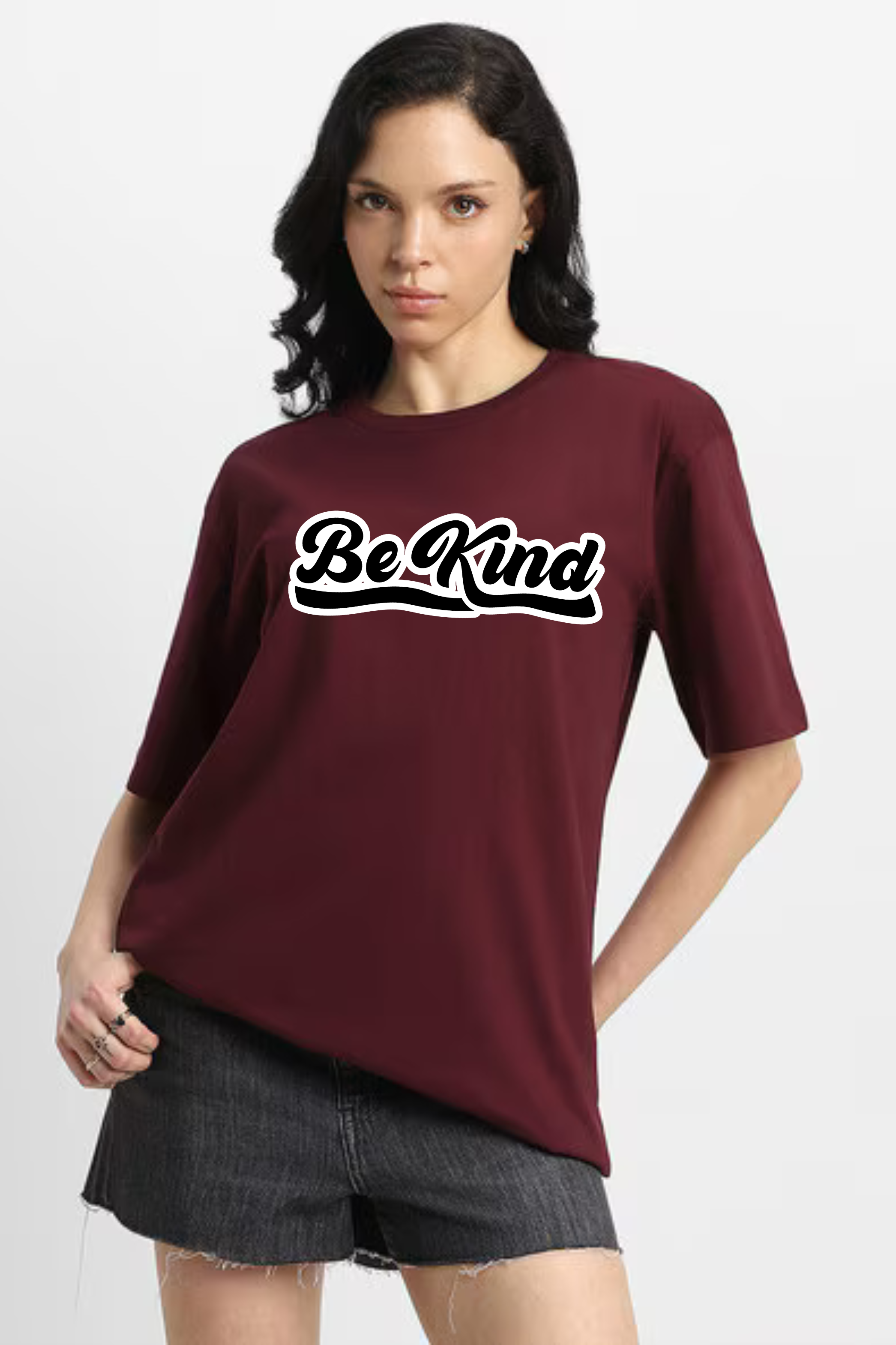 Be Kind Graphic Printed Classic Oversized T-shirt For Women 240GSM]