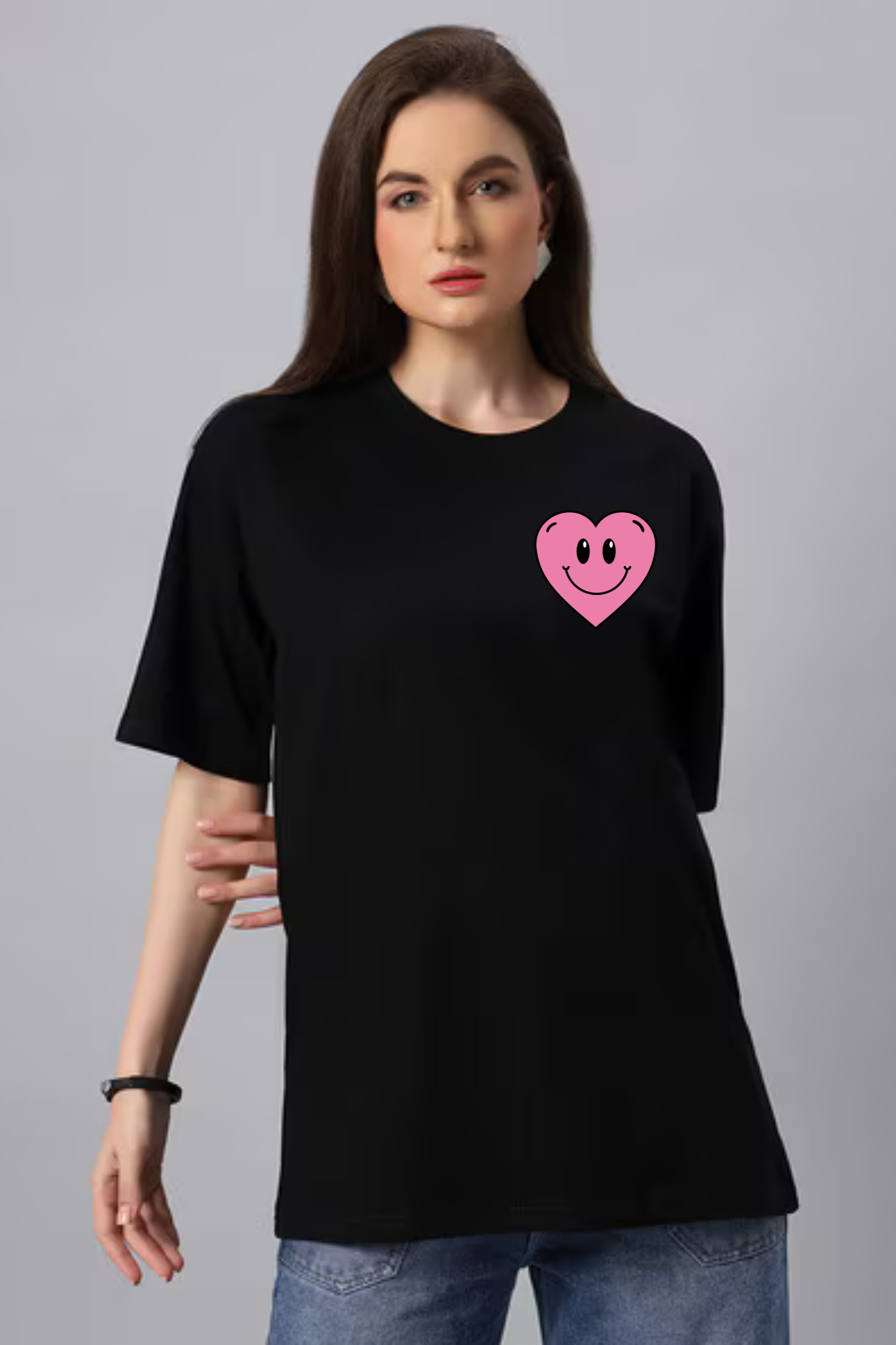 Not In The Mood Front & Back  Graphic Printed Classic Oversized T-shirt For Women 240GSM]