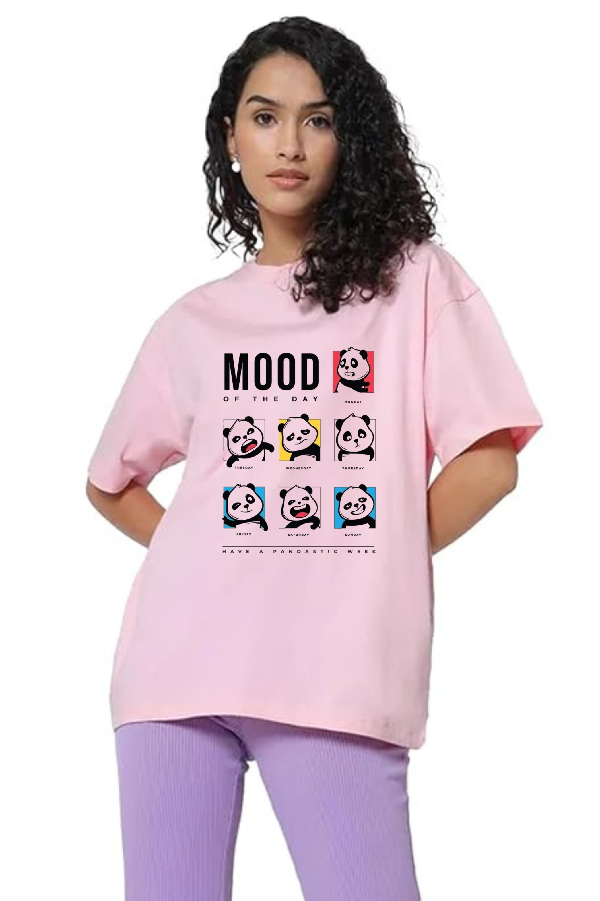 Mood Of The Week Graphic Printed Classic Oversized T-shirt For Women 240GSM]