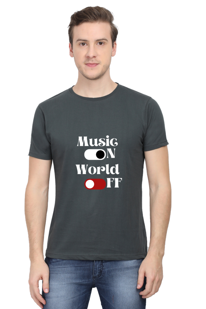 Music On World Off Printed T-shirt for Men