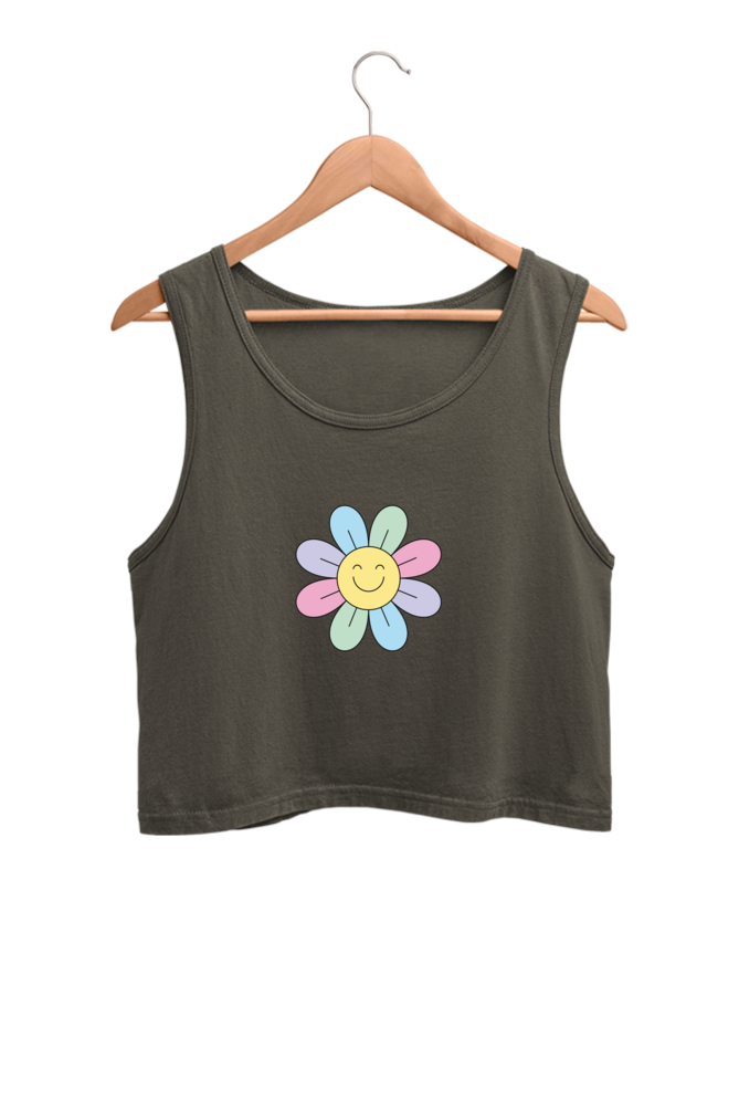 Happy Printed Crop Tank Top For Women
