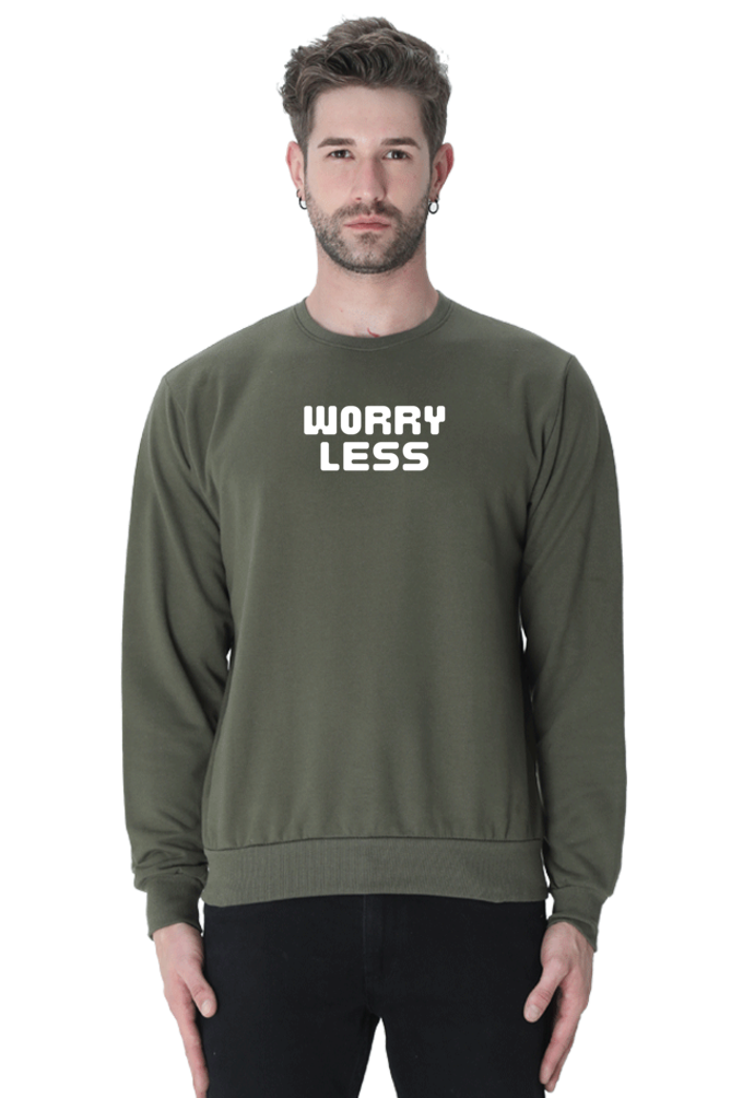Worry Less Graphic Printed Sweatshirt For Men [Light Weighted 300 GSM ]