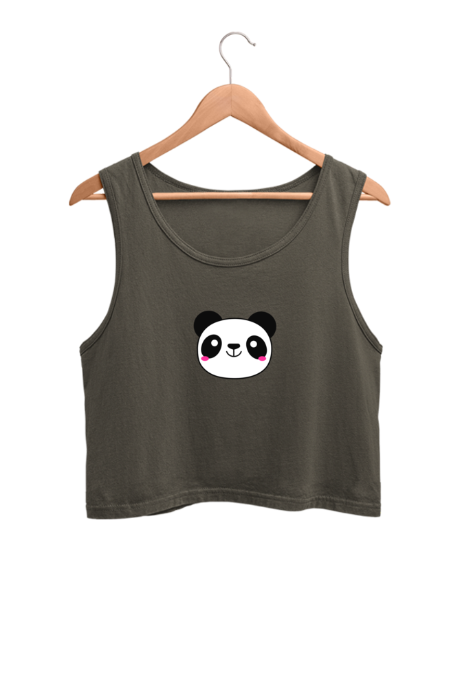 Panda Printed Crop Tank Top For Women