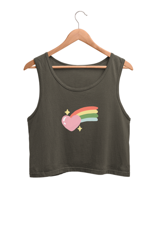 Rainbow  Printed Crop Tank Top For Women