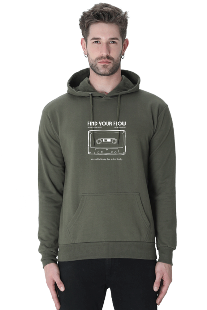Find Your Flow Graphic Printed Hoodie For Men [Light Weighted 300 GSM ]