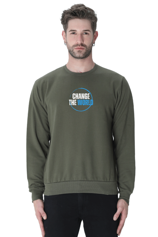 Change The World Graphic Printed Sweatshirt For Men [Light Weighted 300 GSM ]