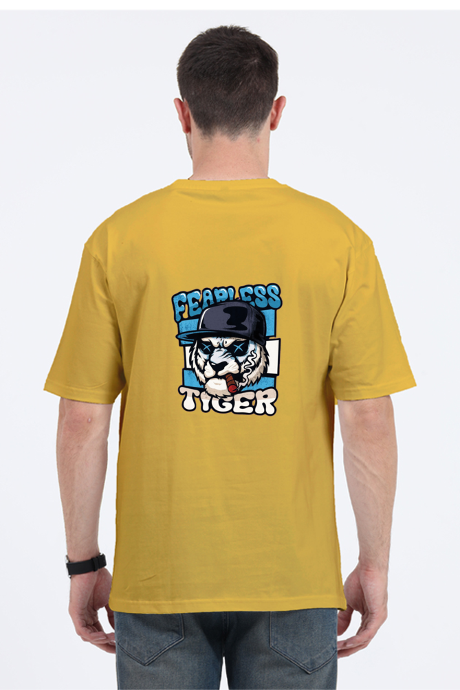 Fearless Tiger Graphic Front And Back Printed Classic  Oversized T-shirt for Men [240 GSM]
