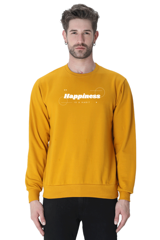Happiness Graphic Printed Sweatshirt For Men [Light Weighted 300 GSM ]