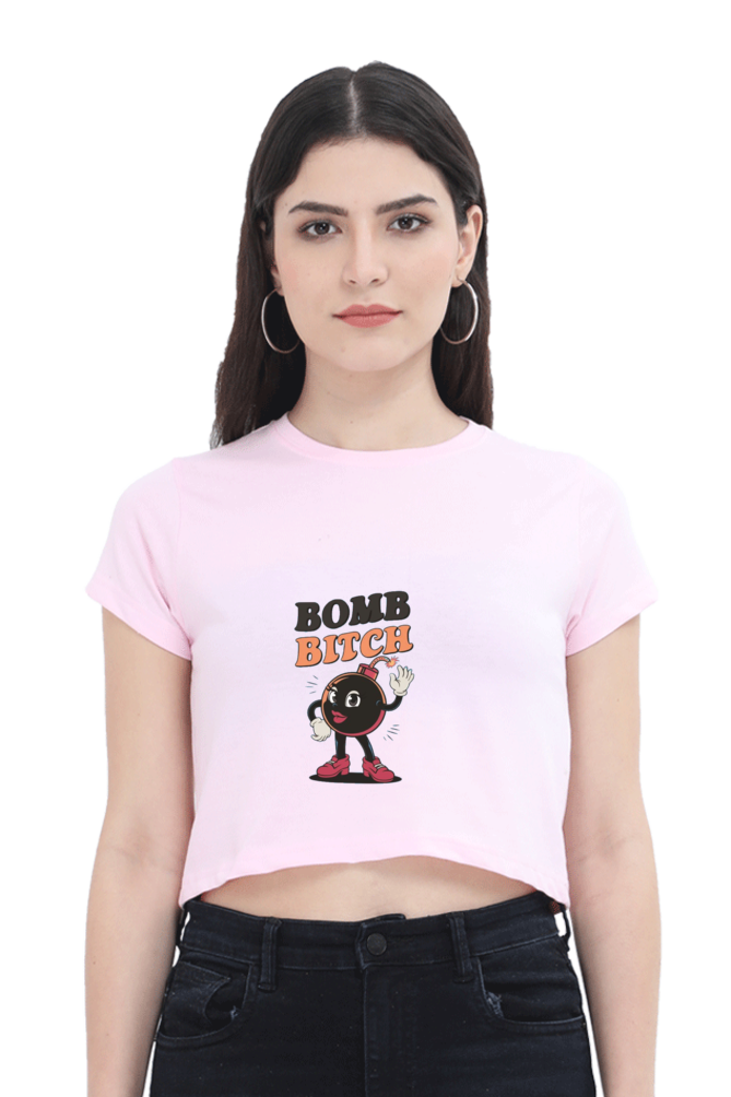 Bomb Bitch Printed Crop Top For Women
