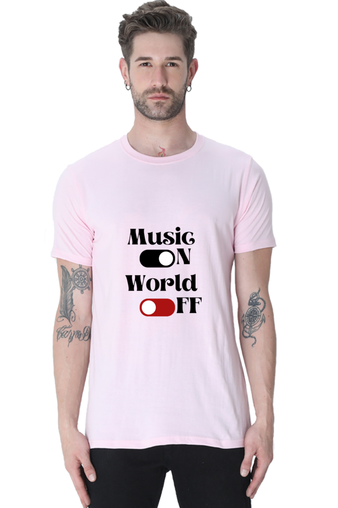 Music On World Off Printed T-shirt for Men