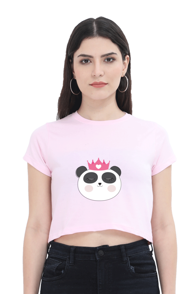 Cute Panda Printed Crop Top For Women