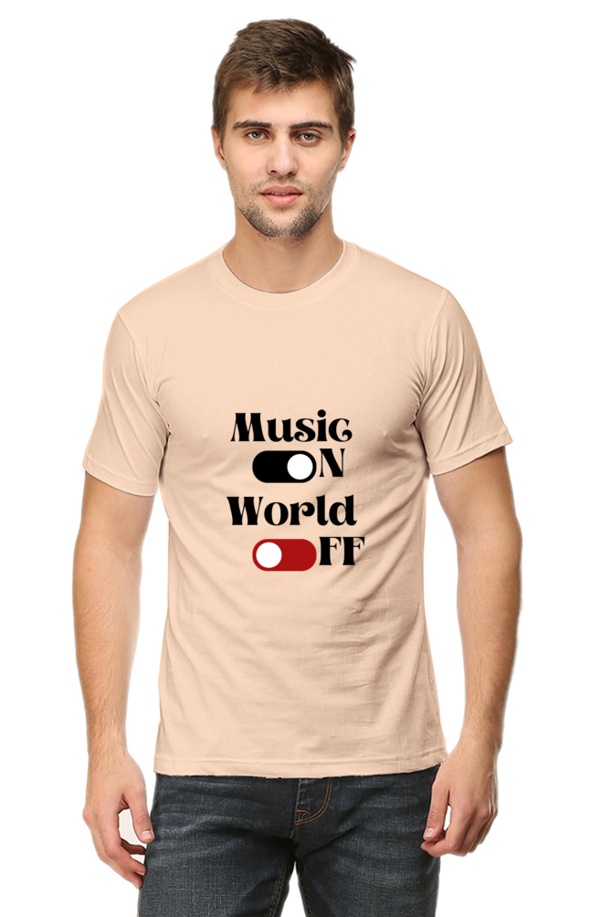 Music On World Off Printed T-shirt for Men