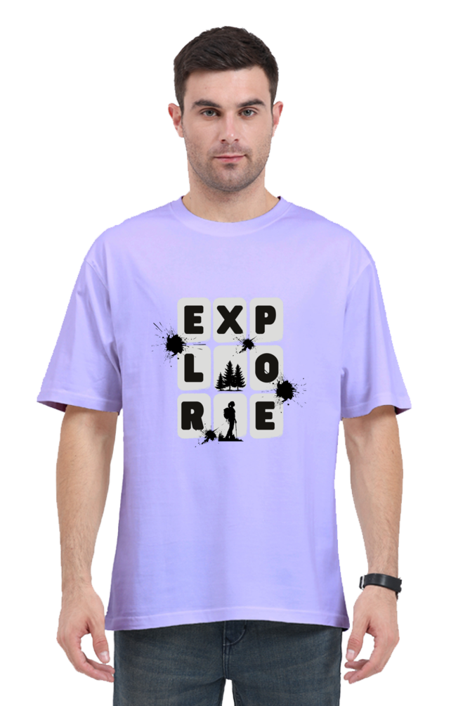 Explore Graphic Printed Standard Oversized T-shirt for Men [180 GSM]