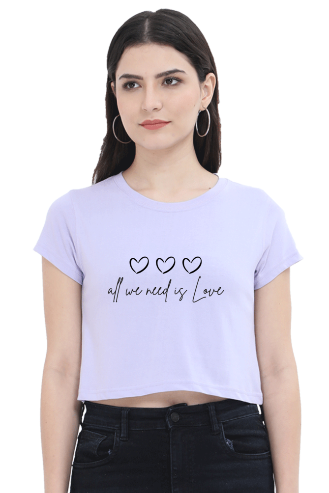 All We Need Is Love Printed Crop Top For Women