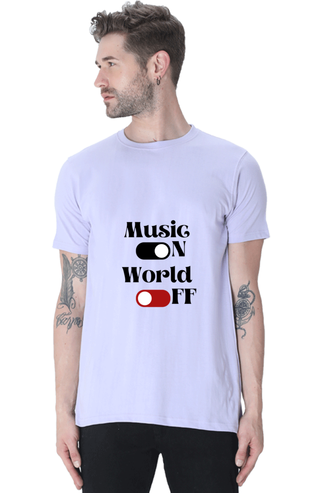 Music On World Off Printed T-shirt for Men