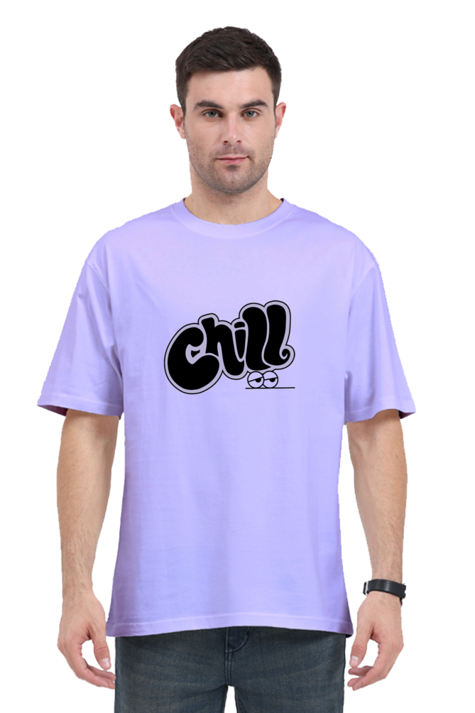 Chill Graphic Printed Standard Oversized T-shirt for Men [180 GSM]
