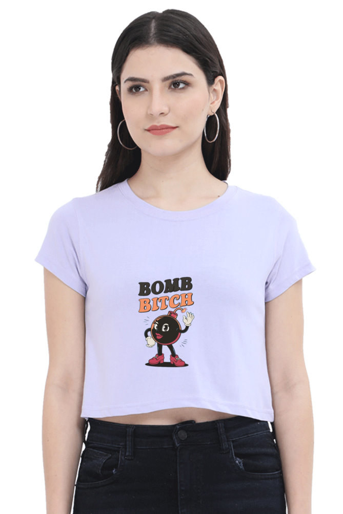 Bomb Bitch Printed Crop Top For Women
