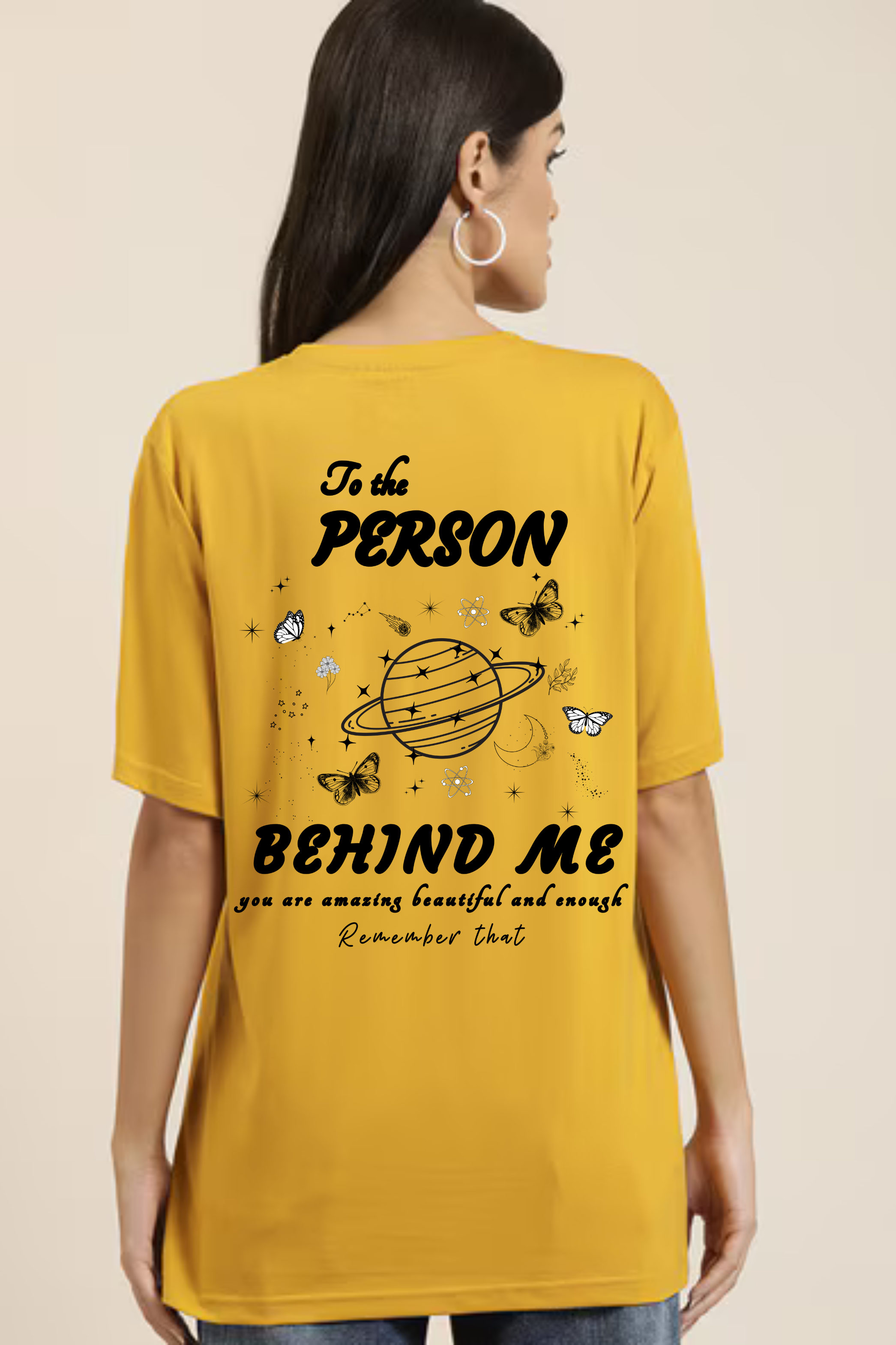 Positive Vibes Graphic Front And Back Printed Classic Oversized T-shirt for Women [240 GSM]