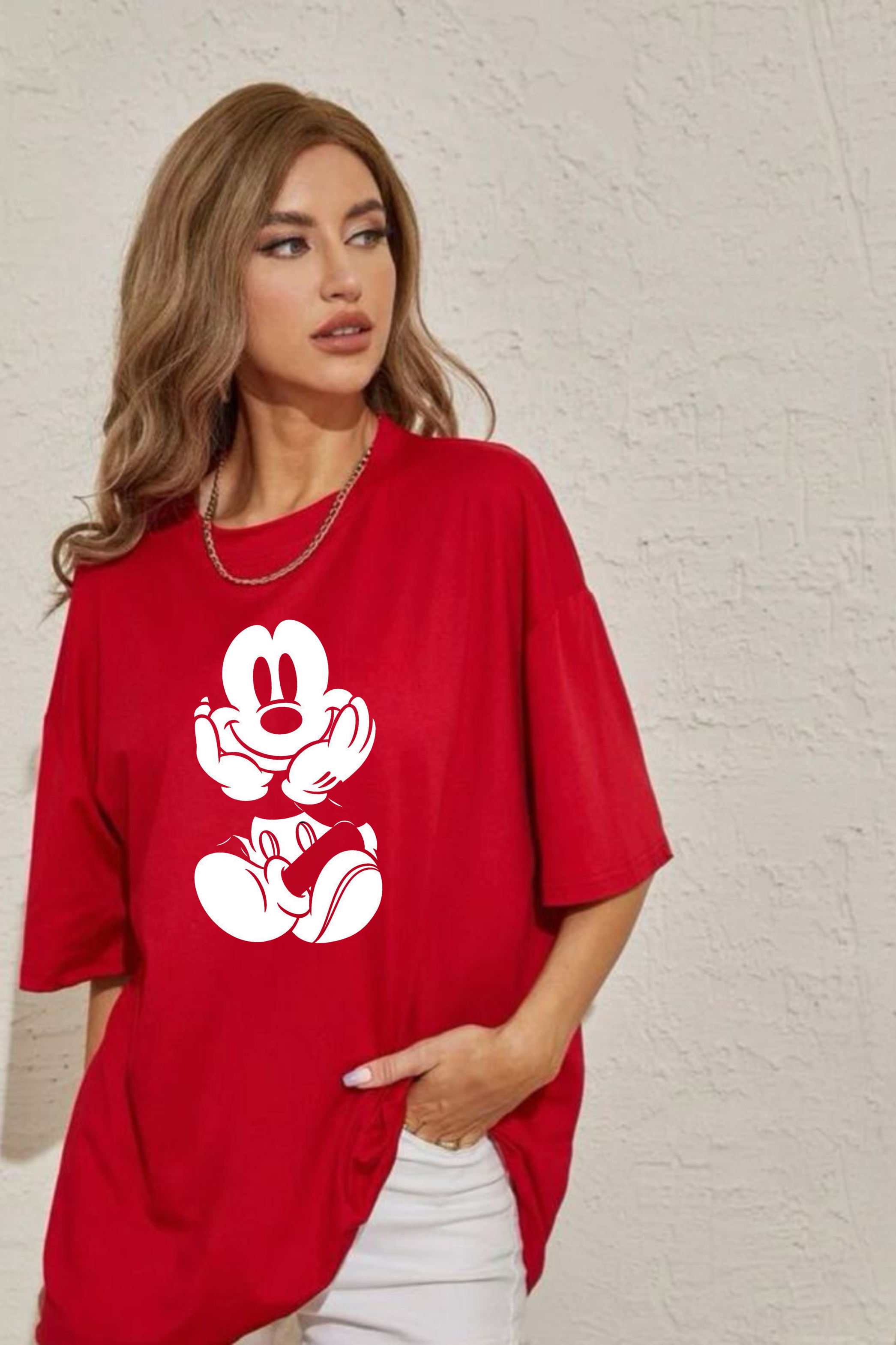 Happy Micky Graphic Printed Classic Oversized T-shirt for Women [240GSM]