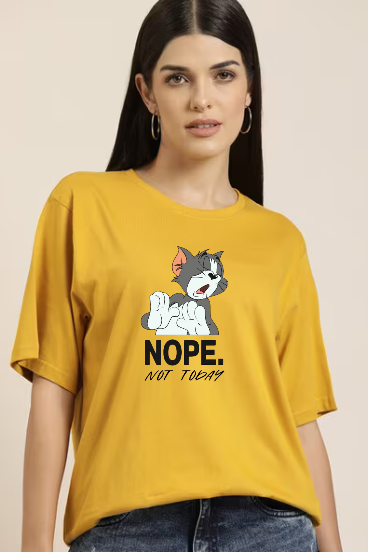 Nope Not Today Graphic Printed Classic Oversized T-shirt For Women [240GSM]