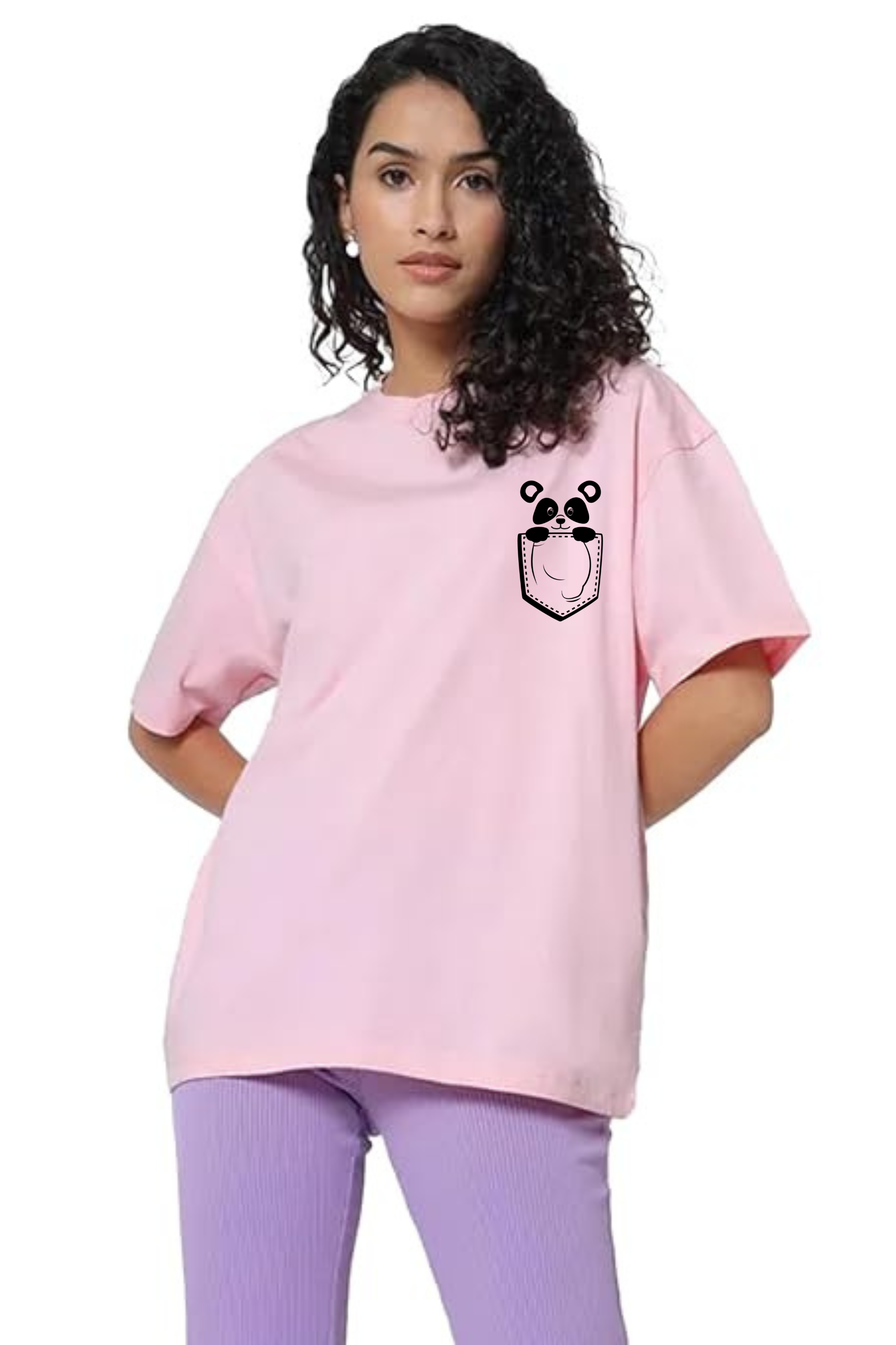 Cute Panda Graphic Printed Classic Oversized T-shirt For Women [240GSM]