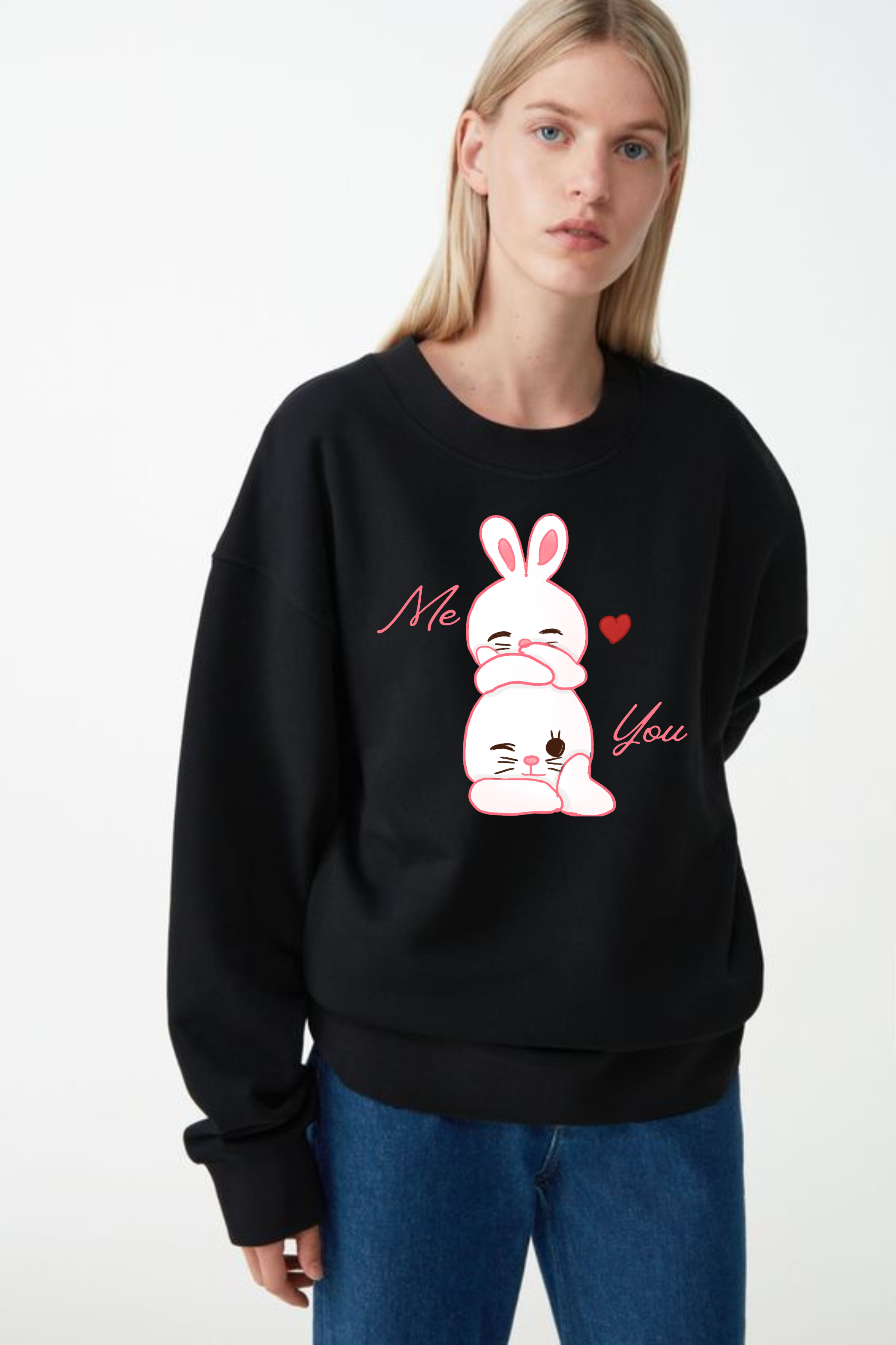 Me & You Oversized Graphic Printed Sweatshirt For Women [ Heavyweight 400 GSM ]