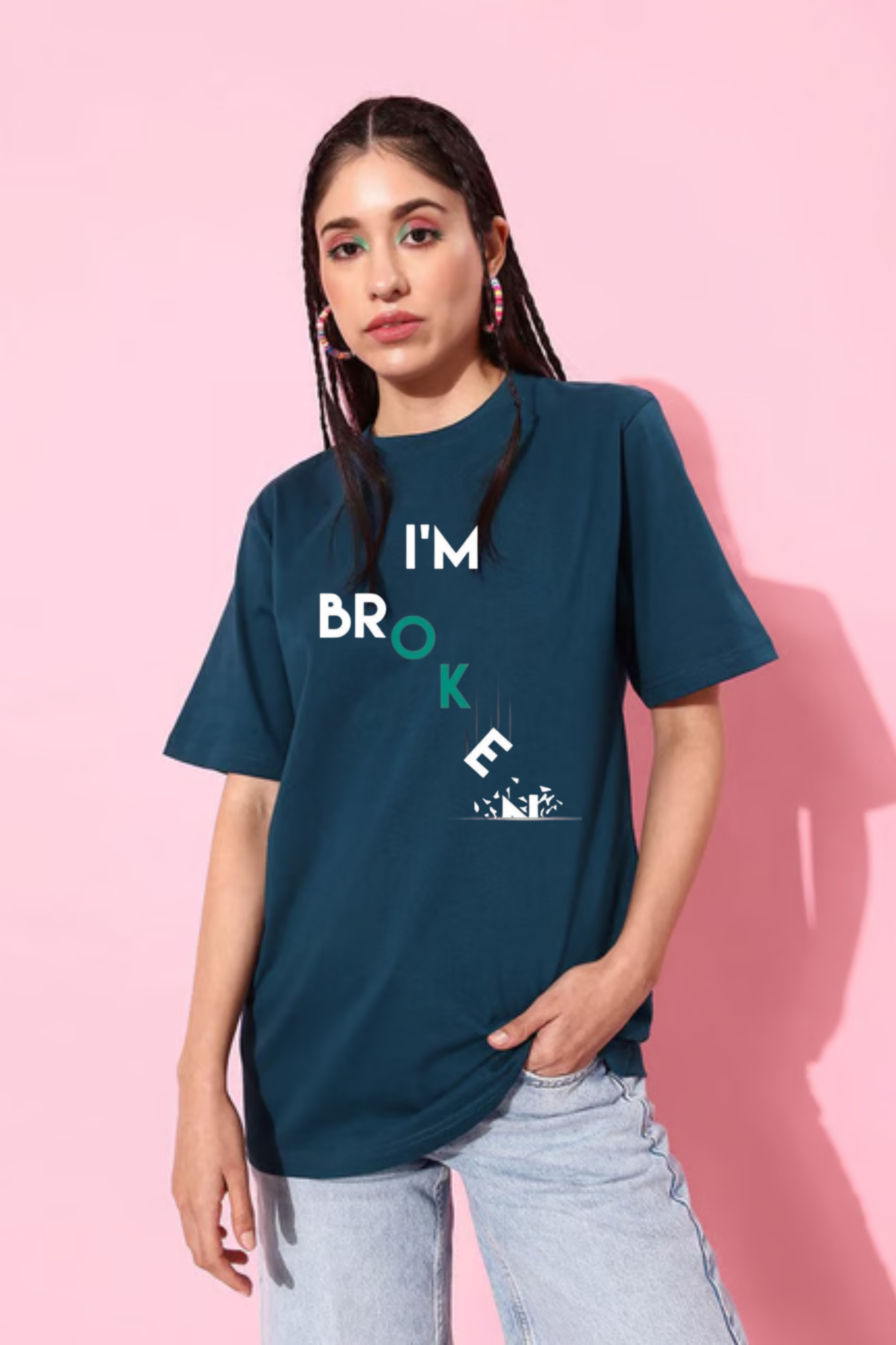 l Am Broken Graphic Printed Classic Oversized T-shirt For Women [240GSM]