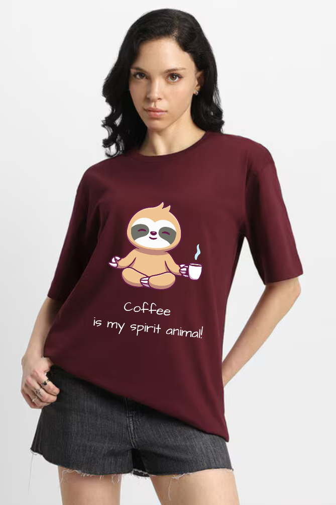 Coffee spirit Graphic  Printed Classic Oversized T-shirt for Women [240GSM]
