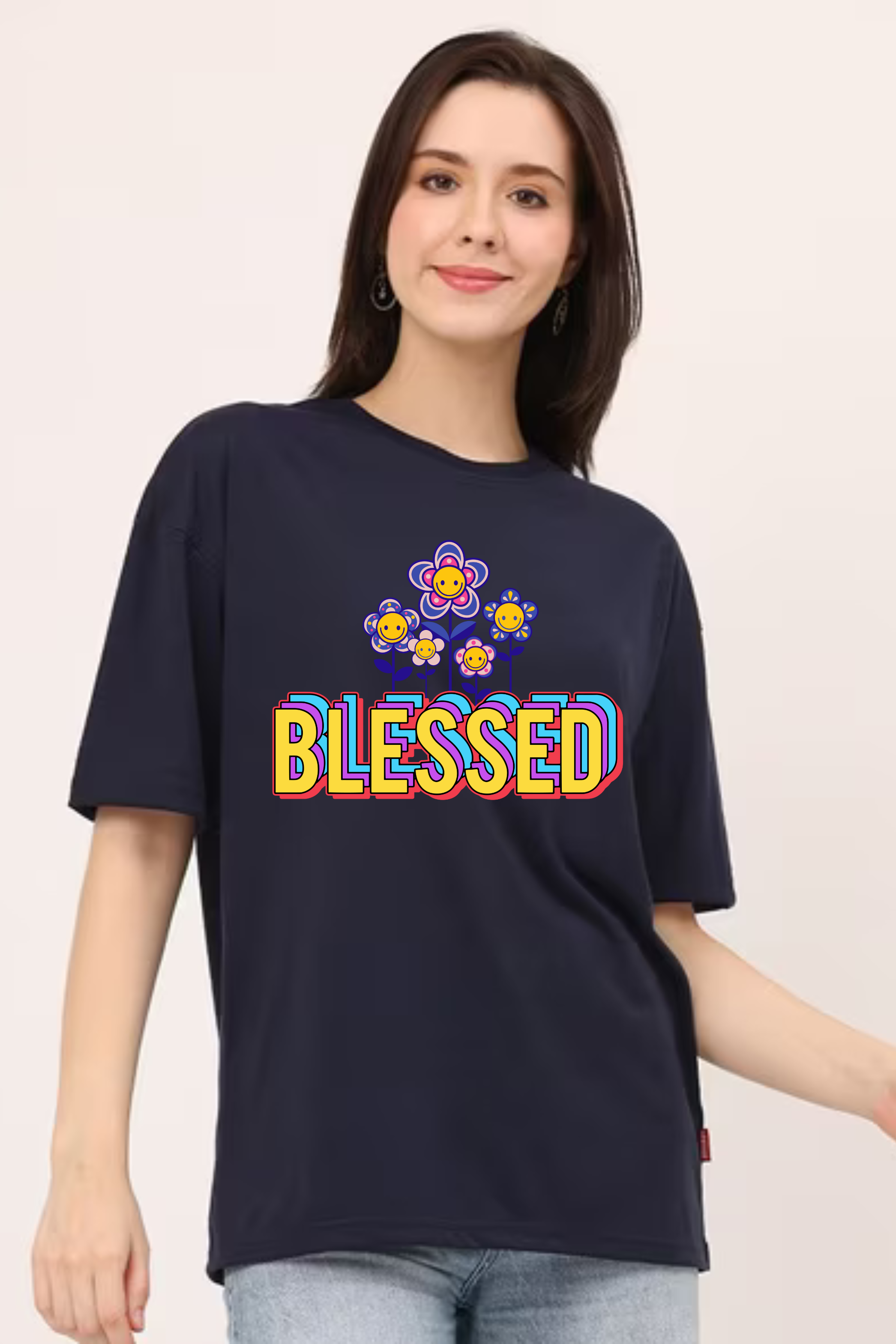 Blessed Graphic Classic Oversized T-shirt for Women [240 GSM]