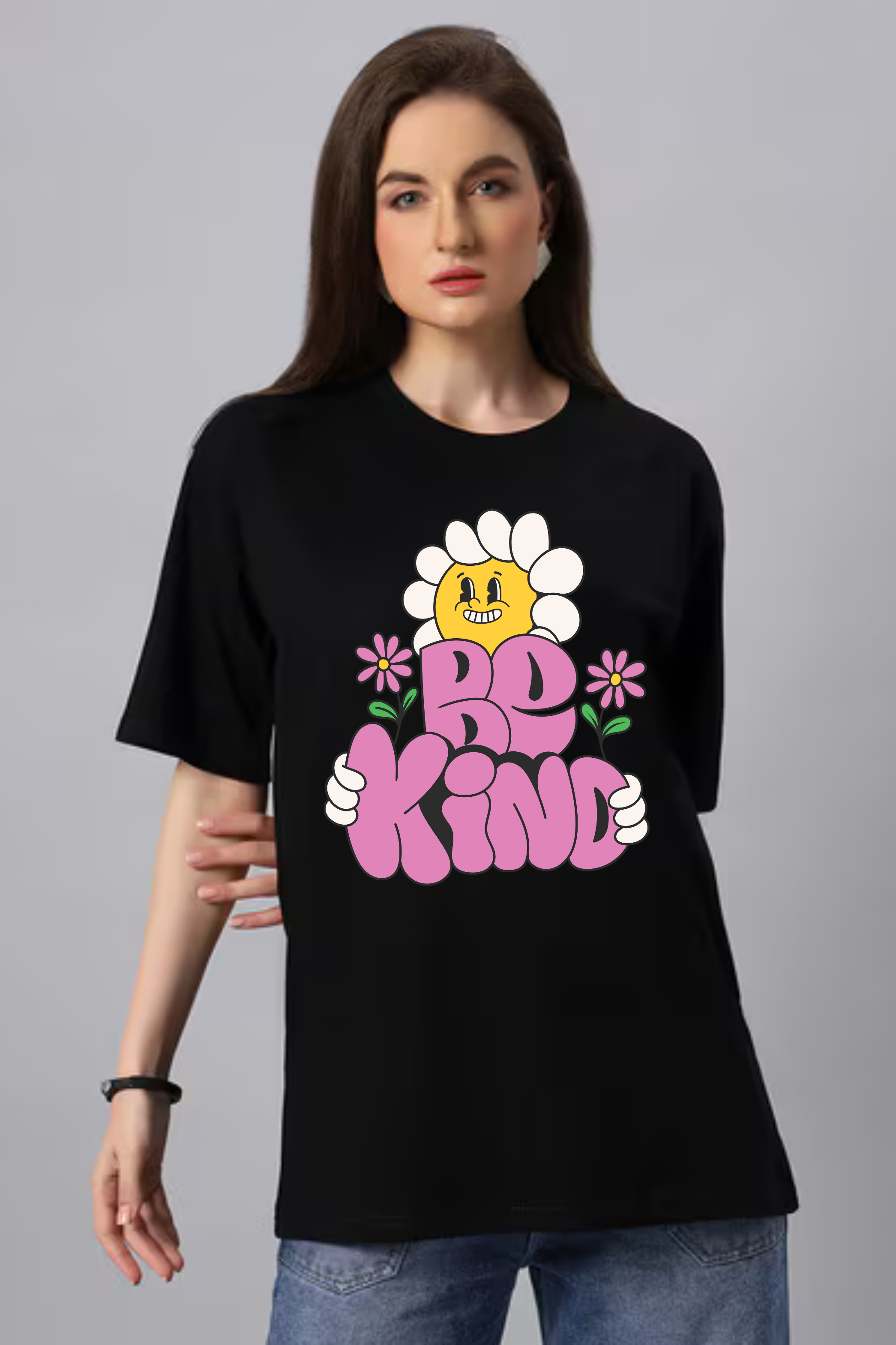 Be Kind Graphic Classic Oversized T-shirt for Women [240 GSM]