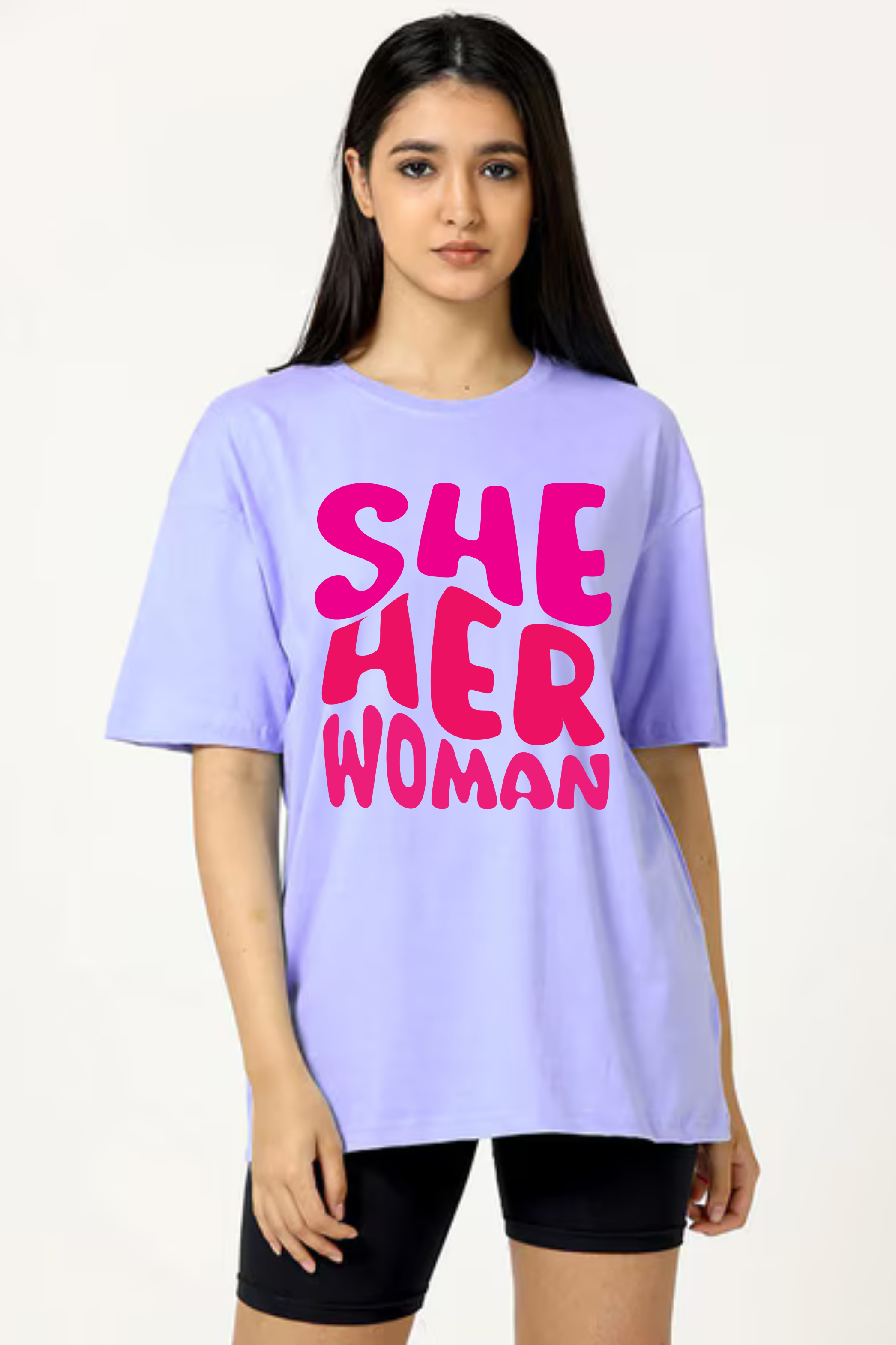 She Her Woman Graphic Classic Oversized T-shirt for Women [240 GSM]