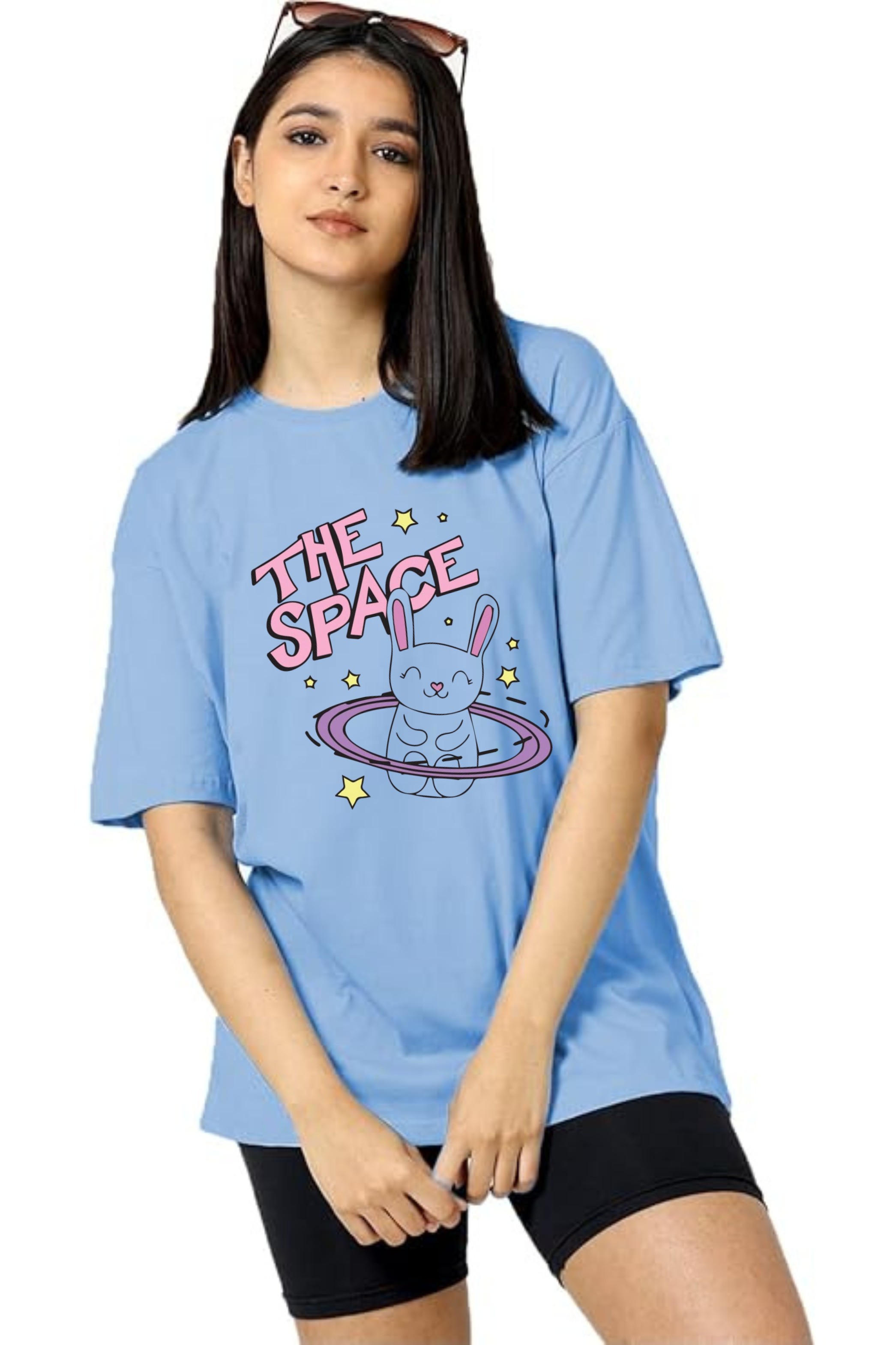 Space Bear Graphic Printed Classic Oversized T-shirt For Women 240GSM]