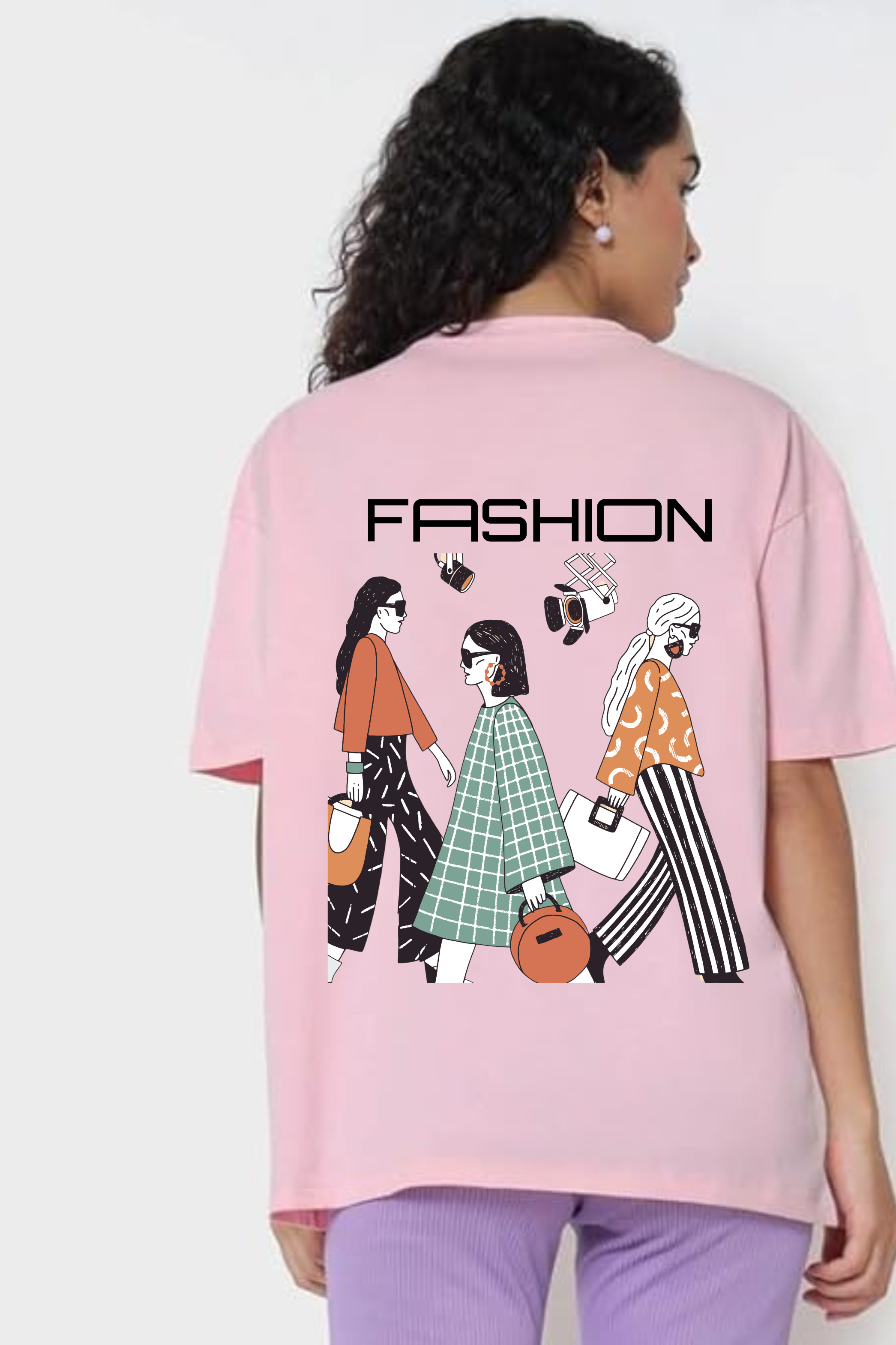Fashion Graphic Front And Back Printed Classic Oversized T-shirt for Women [240GSM]