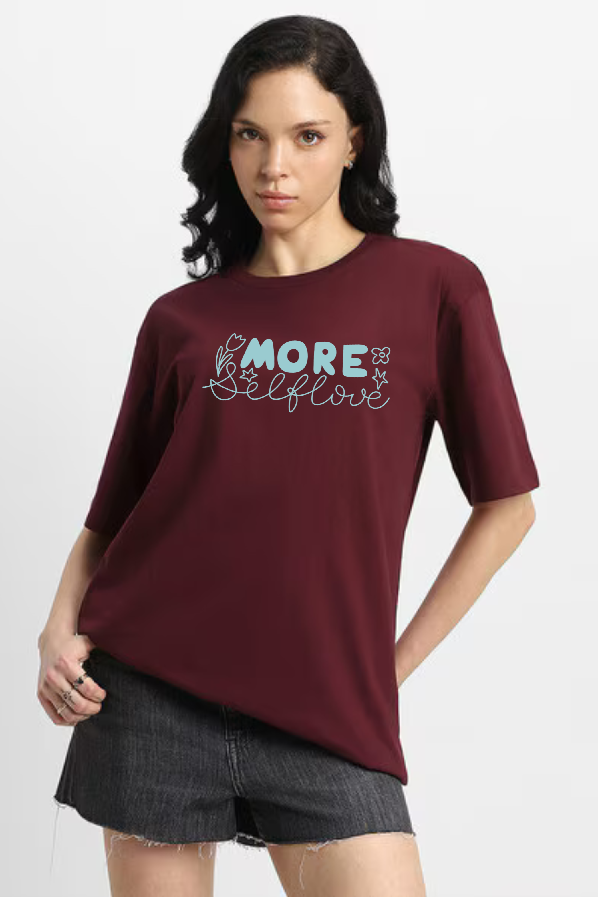 More Selflove Graphic Printed Classic Oversized T-shirt For Women [240GSM]