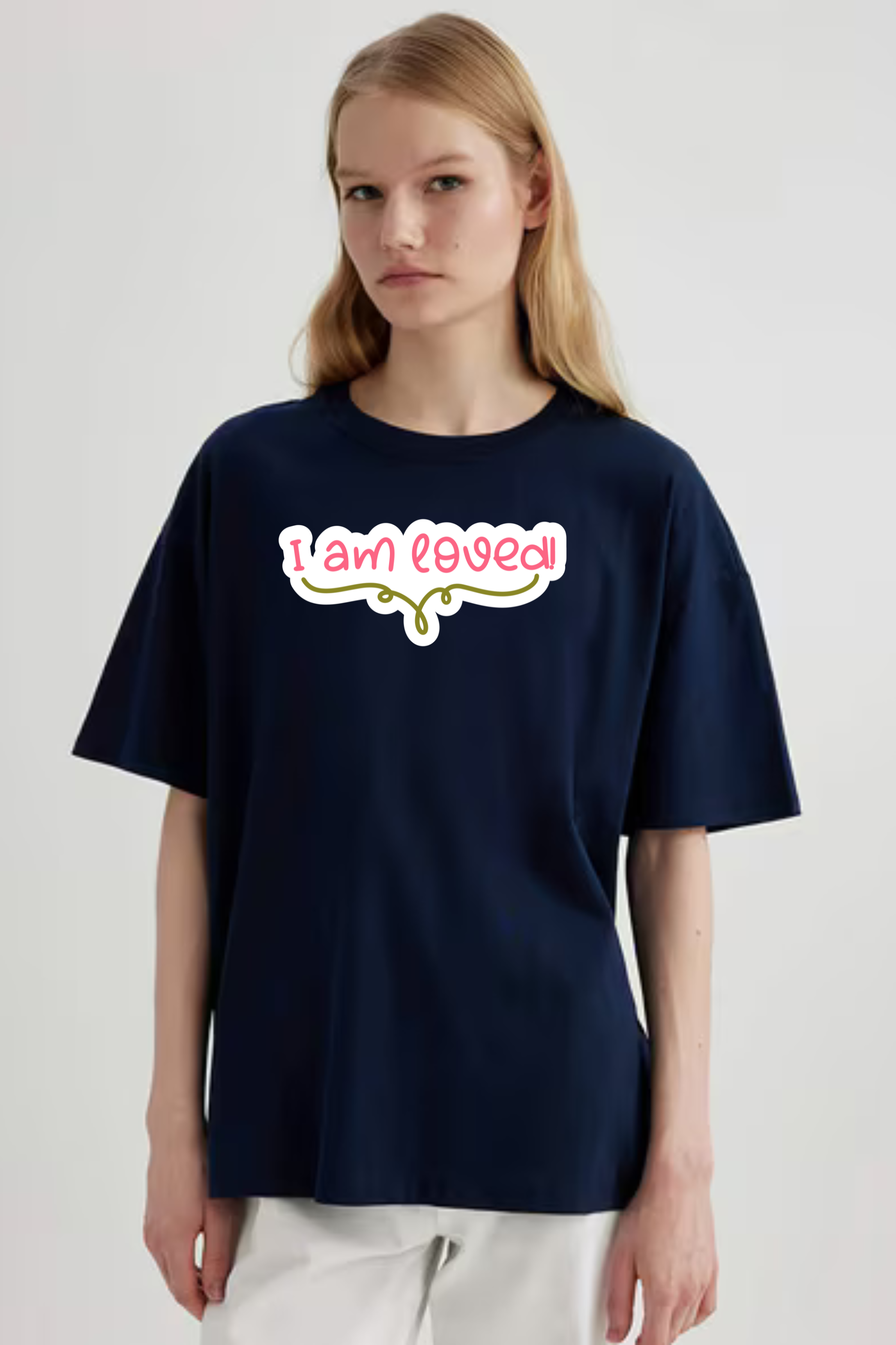 I Am Loved Graphic Printed Classic Oversized T-shirt For Women [240GSM]