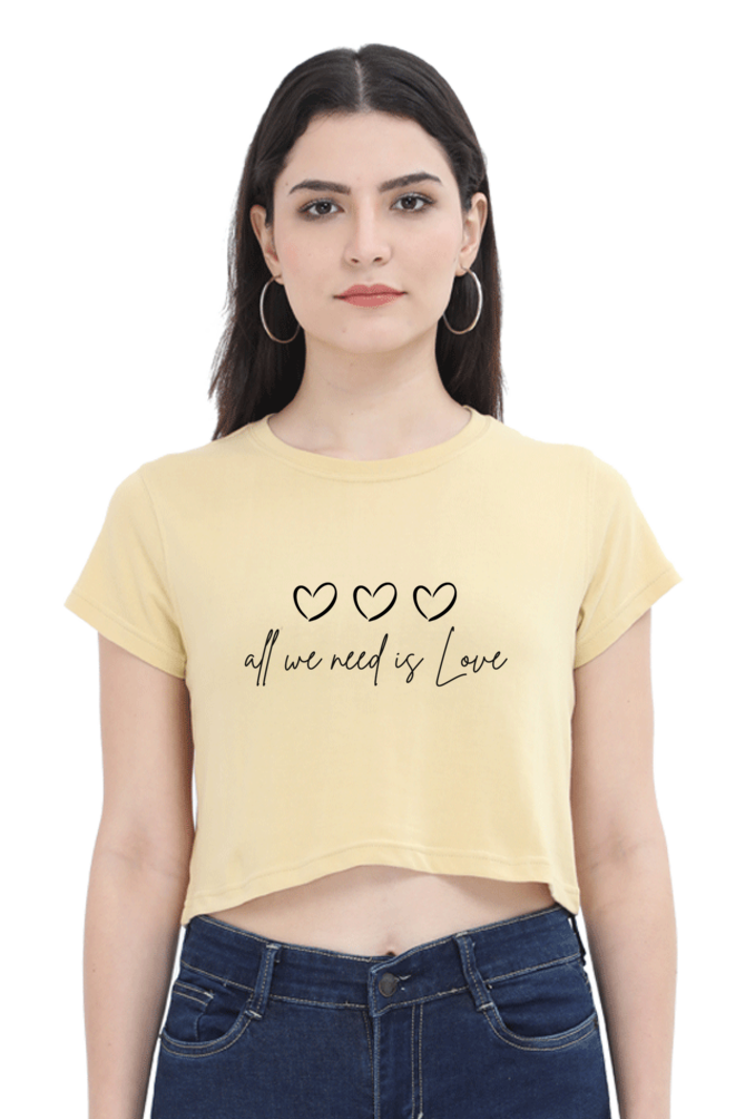 All We Need Is Love Printed Crop Top For Women