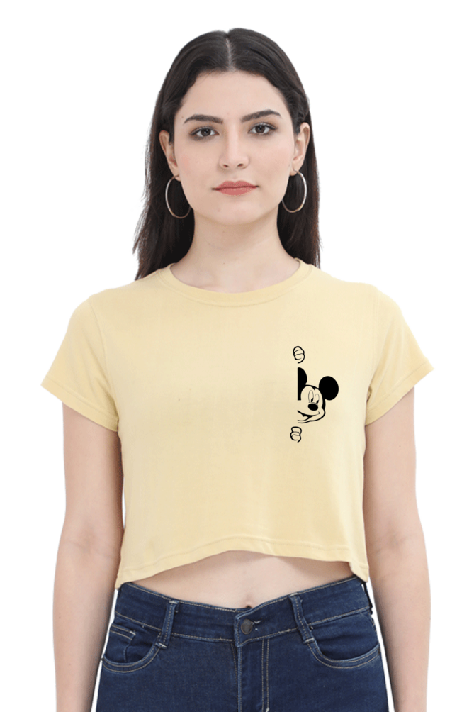 Micky Graphic Printed Crop Top For Women