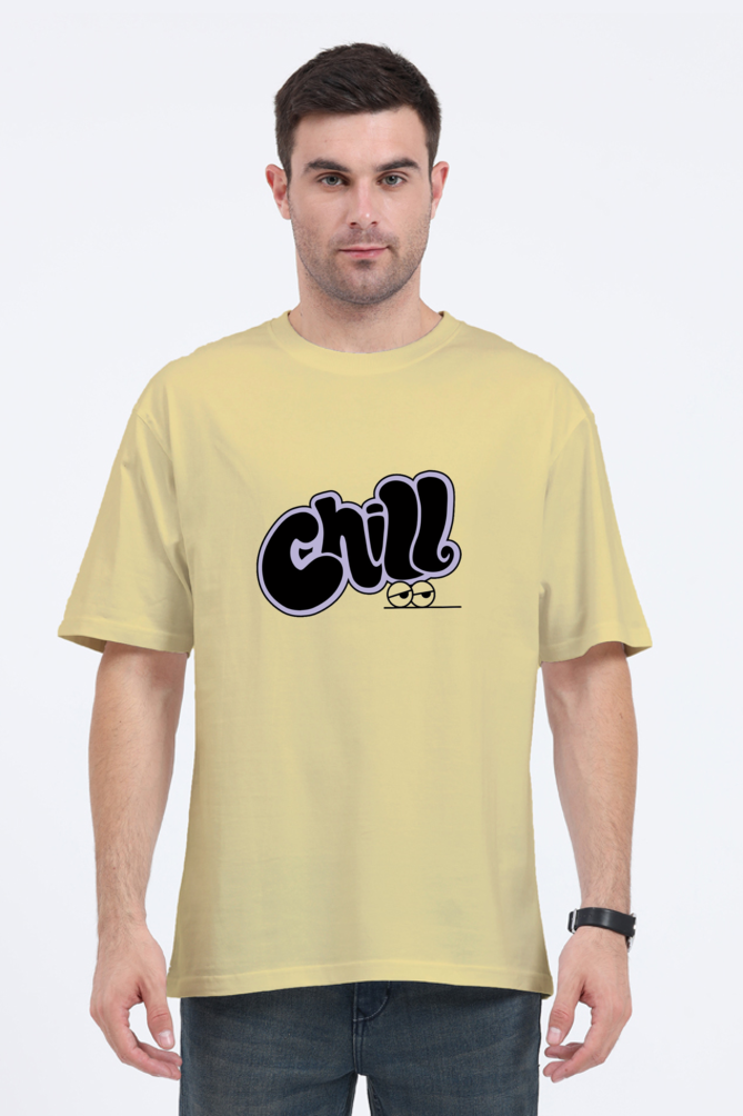 Chill Graphic Printed Standard Oversized T-shirt for Men [180 GSM]