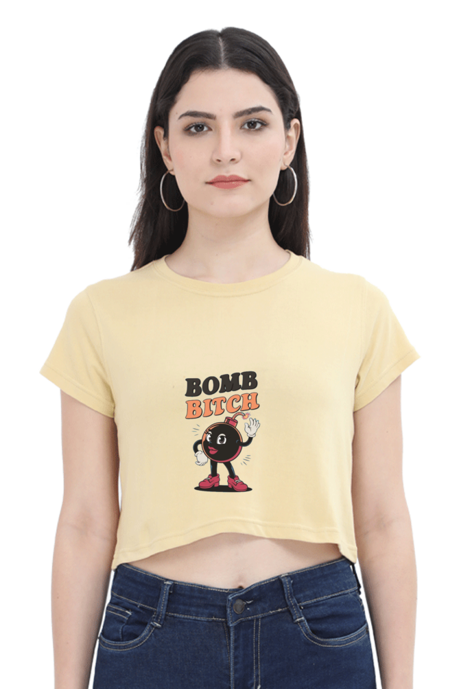 Bomb Bitch Printed Crop Top For Women
