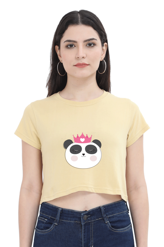 Cute Panda Printed Crop Top For Women