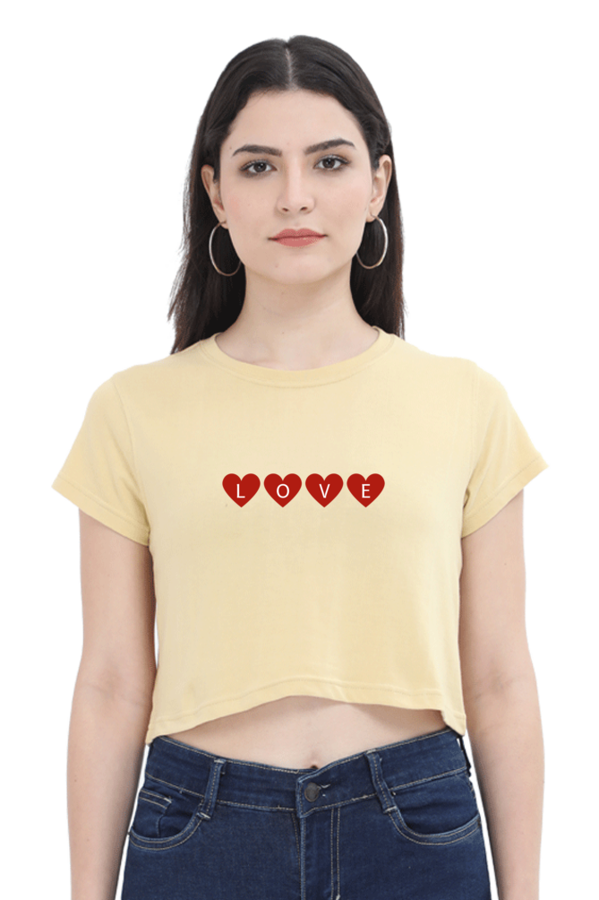 Love Heart Printed Crop Top For Women