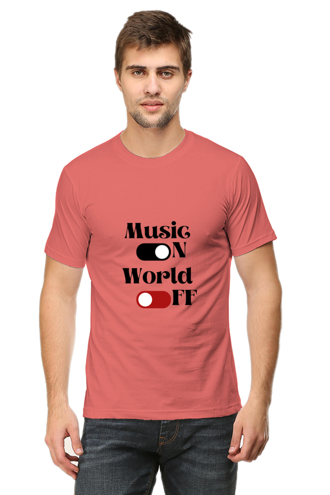 Music On World Off Printed T-shirt for Men