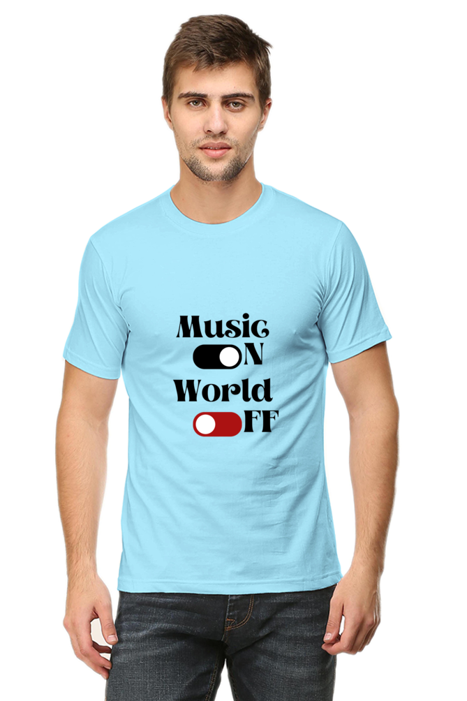 Music On World Off Printed T-shirt for Men