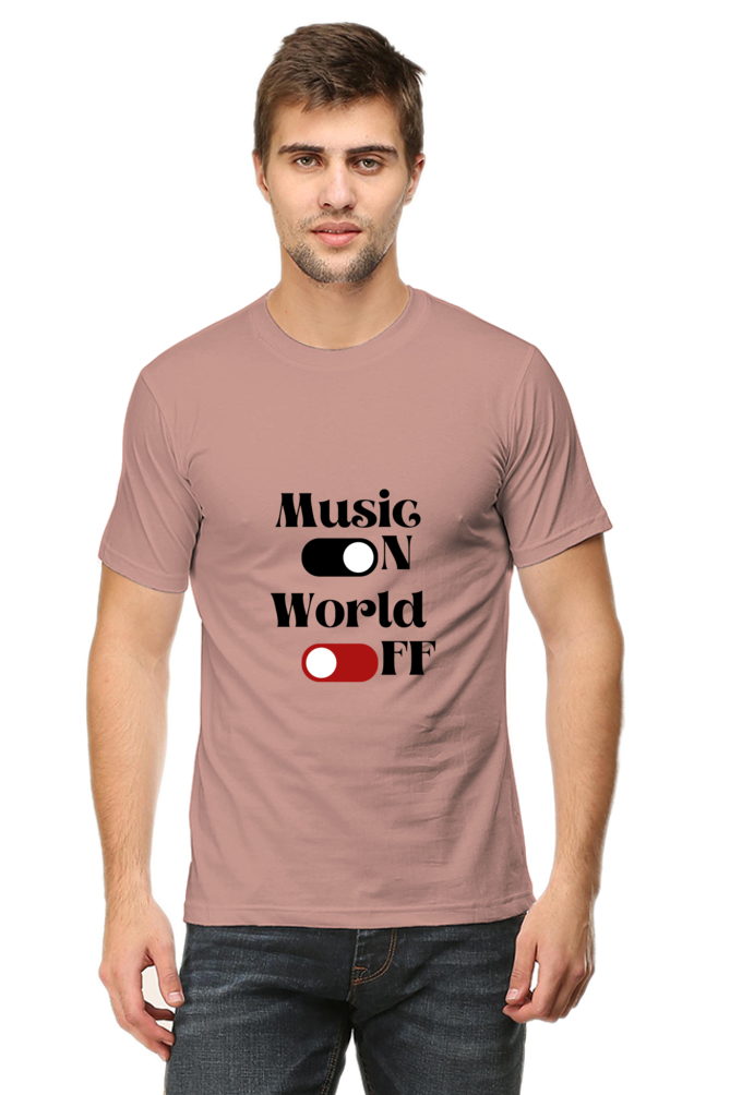 Music On World Off Printed T-shirt for Men