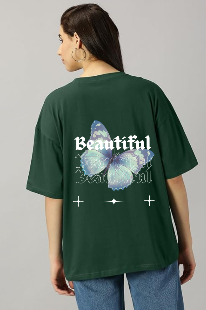 Beautiful Graphic Front And Back Printed Classic Oversized T-shirt for Women [240 GSM]
