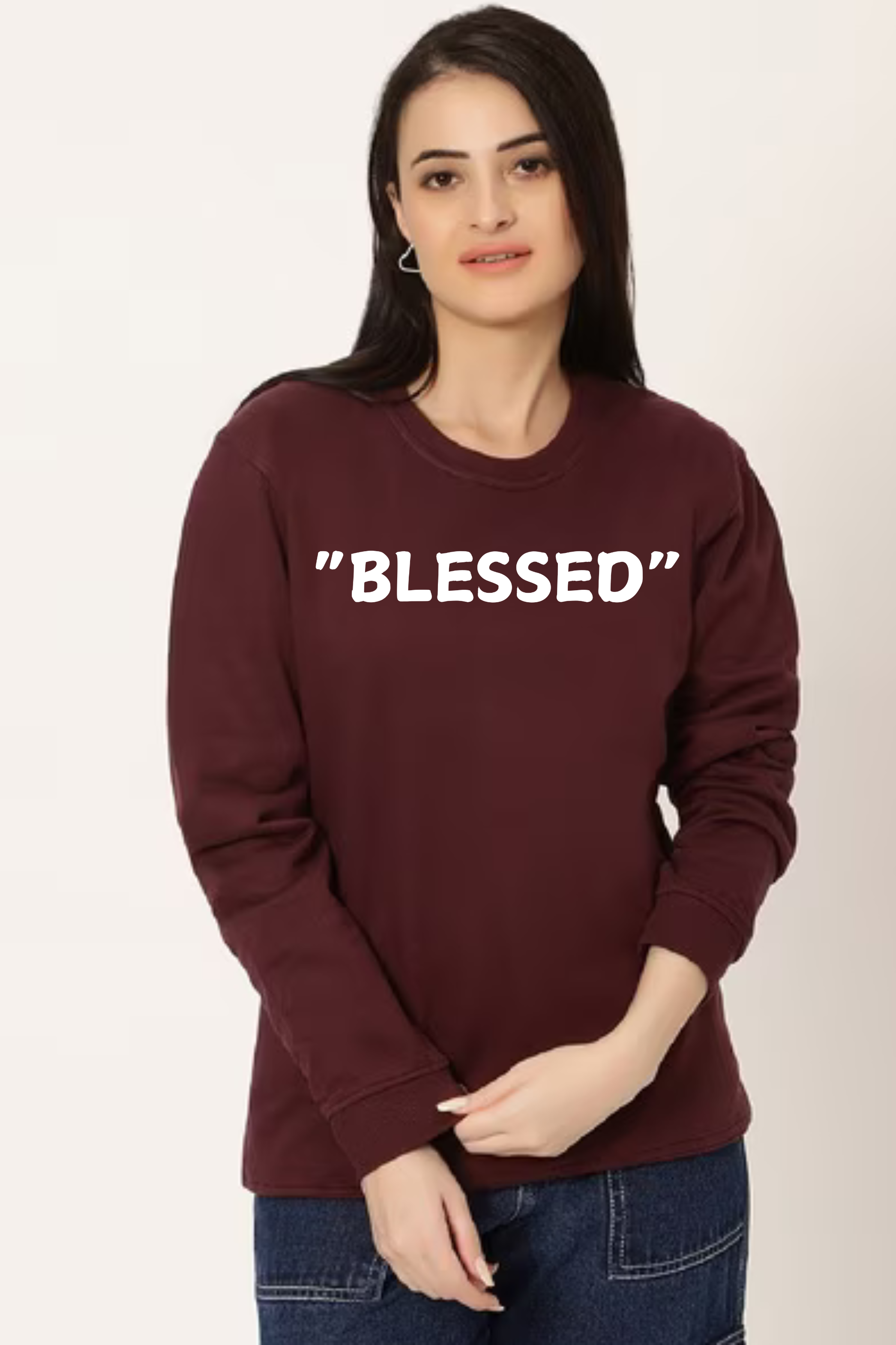 Blessed Oversized Graphic Printed Sweatshirt For Women [ Heavyweight 400 GSM ]